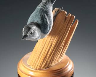 Artist Made Carved Wood Bird Sculpture Mike & Nancy Scherer
