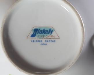 Vintage Blakely Oil & Gas Fine China Arizona Cactus Sugar & Creamer Set 
