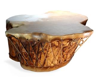 Huge Native American Drum Coffee Table
