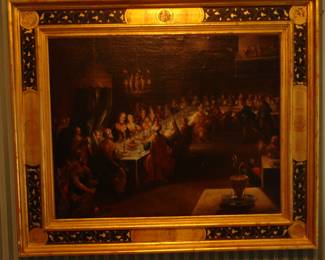 After JAN HARMENSZ MÜLLER (1571-1628) The Feast Of Belshazzar Oil on canvas
Note: Based on the print of Belshazzar's Feast (Daniel 5) by Jan Harmensz. Muller (1571-1628) of ca. 1598 (see The New Hollstein Dutch & Flemish, The Muller Dynasty, Roosendaal 1993, Part II, pp. 43-45, no. 1, compiled by J.P. Filedt Kok)
