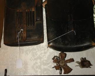 Authentic WWII Leather German Map Case - Captured by Patton's 94th Infantry Division - Two pieces of shrapnel 