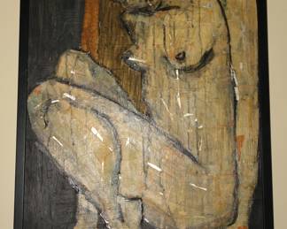 Michel Kouliche (French 1922-2010) Portrait of a woman, March 1994 - Mixed media  23.5 H x 19.5 W 29.75 H x 19.5 W