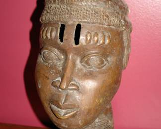 Benin Kingdom (Southern Nigeria) Royal Shrine Bronze Head Sculpture 