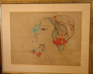 SERVANDO CABRERA MORENO (Cuban, 1923-1981) Profile of a woman, 1975 Mixed media on brown paper Note: Doyle sold similar work for $2,835 with buyer’s premium in 2021, but seems to be an anomaly - 18" H x 24" W