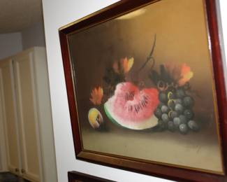 GEORGE THOMPSON HOBBS (American, 1846-1929) Watermelon fruit still life Pastel on paper