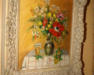 Artist unidentified - Floral still life - Mid 20th century - oil on canvas 