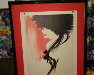 RENÉ GRUAU (French, 1909 - 2004) La Belle En Noir, after 1987 original Lithograph - 45" H x 29.5 " W