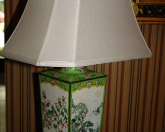 Antique Enameled Chinese Cloisonne Lamp