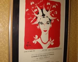 RENÉ GRUAU (French, 1909 - 2004) Fête du Printemps (French Fashion poster), likely 1955 original Lithograph on paper - 20" H x 16" W