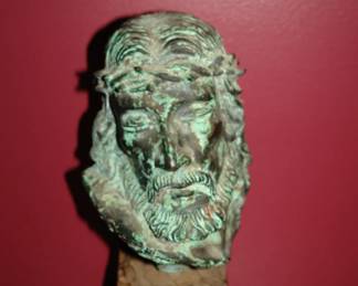 ARTIST UNIDENTIFIED Christ with Crown of Thorns, 20th Century - Bronze on wood stand - 14" H