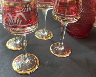 Czech glass Moser  decanter set 4 glasses