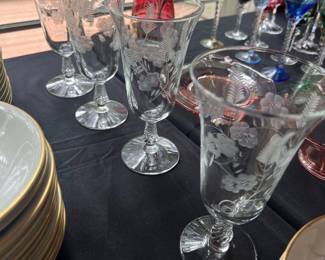 Vintage Floral Sketched Water Goblets