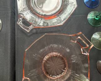 Vintage Pink Depression Glass Bowl and Ashtray