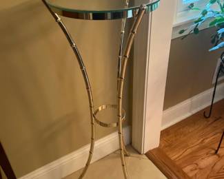 Mid Century Glass Top Pedestal Table