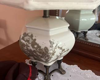 1960s Asian Bamboo Motif Lamp with Shade