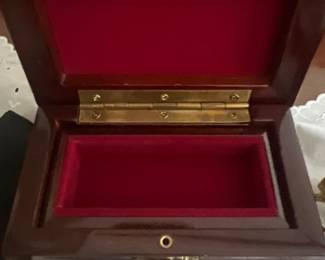 Vintage Bombay Mahogany and Velvet Jewelry Box 