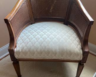 Mid Century Caned Barrel Back Arm Chair