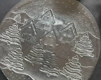 Crate and Barrel Glass Holiday Platter