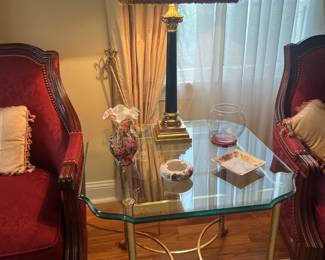 Glass/Brass Side Table