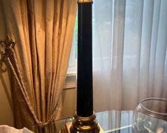 Vintage Black Marble Brass Lamp 