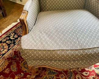 Great relevant current style fabric on French chair