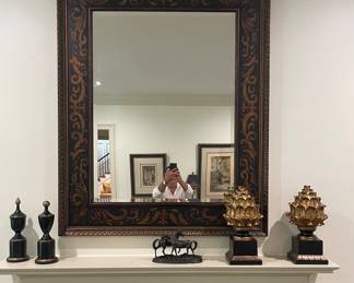 Great mirror over mantle good size.