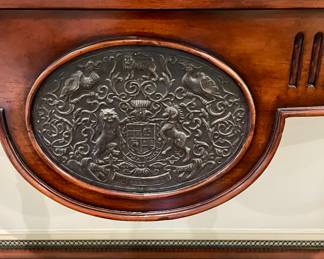 Side table credenza with metal British plaque, very unique and beautiful