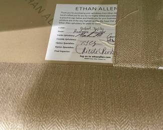 One of a pair of Ethan Allen sofas that match 