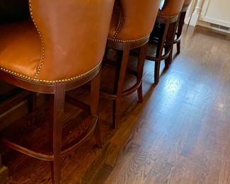 Frontgate Leather Bar Stools a set of 4