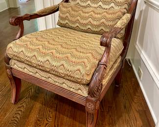 Ethan Allen chair with flame upholstery 