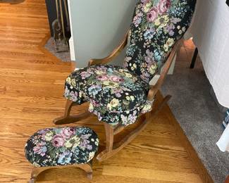 Cute antique rocker with ottoman