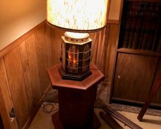Vintage lamp with wood base