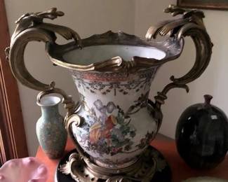 Large porcelain and bronze vase