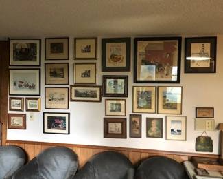 LOTS of framed pictures - most are vintage