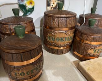 Vintage barrel canister set