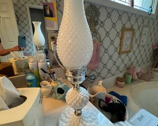 Vintage milk glass lamp