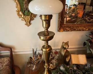 Brass Lamp with Milk glass globe