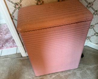 Vintage pink laundry hamper