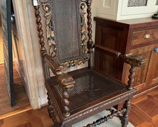 Large Antique Victorian Quality Carved Oak Throne