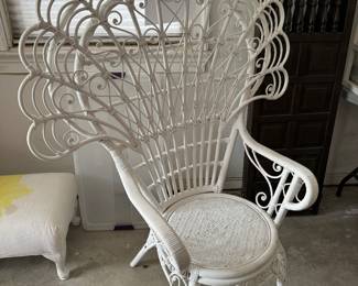 White Wicker Peacock Chair