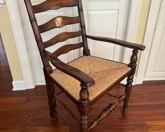 Theodore Alexander Ladder Back Dining Chairs w Rush Seats (4 Side Chairs / 2 Armchairs)