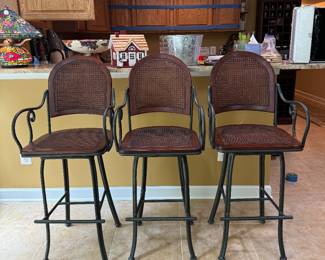 Iron & Cane Barstools (3 Total)