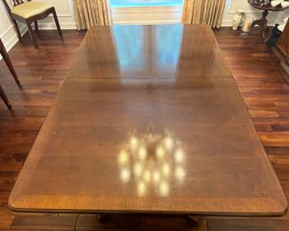 Universal Furniture Mahogany Rectangular 2 Pedestal Dining Table (44"W x 29-1/2"H x 68"D with 2 Leaves 14-1/2"L Each)
