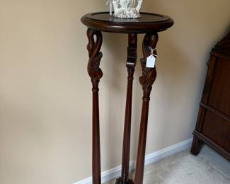 Mahogany Swan Motif Pedestal Table (13"D x 40"H / 2 Total)