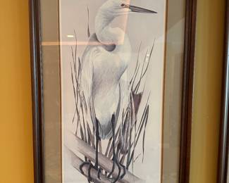 Framed "Blue Heron" Lithograph Signed Art LaMay 158/950