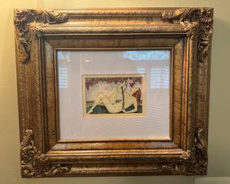 Framed Nude Reclining Print