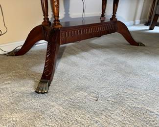 Claw Foot Mahogany 2 Drawer Drop Leaf Table (44"W x 29-1/2"H x 44"L Open / 22"L Dropped)