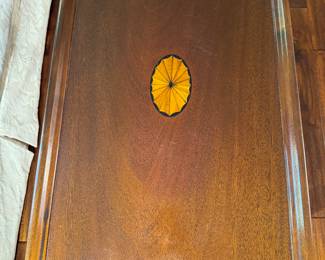 Vintage Mahogany Inlaid Queen Anne Accent Table with 2 Pull Out Drawers (32"W x 26"D x 26-1/2"H)