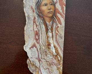 "Winnemucca" Shell Flower Original Oil Painting on Rhyolite #12404 Signed by Norma Jean