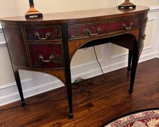 Maitland Smith 5 Drawer Asian Mahogany Chinoiserie (22"D x 64"W x 37-1/2"H)